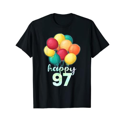 Fun Happy 97 Year Old Coloridos Globos Camisa de 97 cumpleaños Camiseta