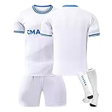 fussball trikot Generisch 23/24 Marseille Trikot Hause/Auswärts Fußball Trikots Shorts Socken Set für Kinder/Erwachsene, Nr.10 Aubameyang Fussball Trikot Trainingsanzug für Jungen Herren