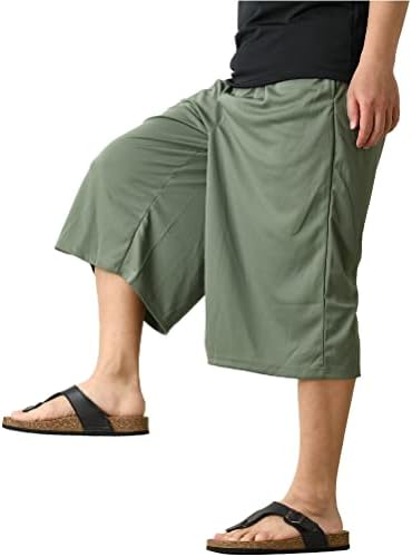 （14:30時点） [ラフルーレ] ステテコ メンズ おしゃれ 7分丈 派手 無地 ルームウェア ズボン クロップド 接触冷感 速乾 4A0367 LL A3-オリーブ