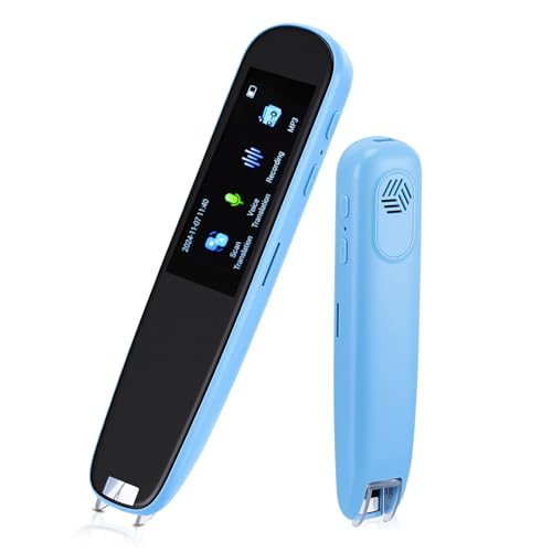 Scan Reader Pen OCR Digital Translator and Reading Pen For Dyslexia Autism Students Smart Voice Pen Support 112 Language Voice Translation Offline Scanning Reading for Learning Travel Blue