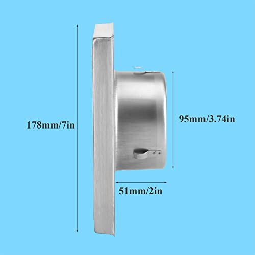 Dryer Vent Cover Metal Dryer Vent Cap Exterior Wall Vent Hood Stainless Steel Air Vent Grille Cover Wall Duct Ventilation Grill Fan Outlet Airflow Vent Replacement Hood With Weather Proof Louvre #TOP4