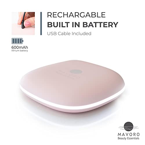 Mavoro Led Lighted Travel Makeup Mirror, Rechargeable, 1X/10X Magnification - Daylight Led, Pocket Or Purse Mirror, Small Travel Mirror. Folding Portable Mirror, Touch Sensor, Usb (Heavenly Pink) #TOP2