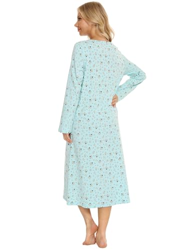 Image of Bloggerlove Nightgowns for Women Soft 100% Cotton House Dress Short /Long Sleeve Night Gowns Comfy Sleepwear S-3XL