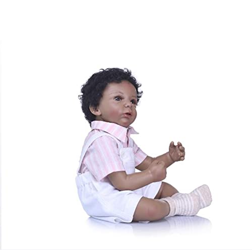 HOMONEY 22 Zoll Silikon Reborn Puppe, Afroamerikanische Puppen Realistische Modepuppen Für Prinzessin Kinder Geburtstag – Bild 5