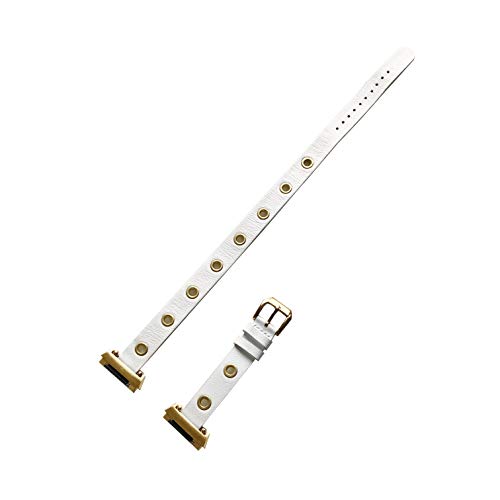 NICKSTON White Double Wrap with Grommets Leather Band Compatible with Fitbit Ionic Smartwatch Twice Around Wrist Strap Bracelet (1. Silver Color Buckle Adapters)