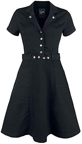 Robe workwear femme Queen Kerosin mi-longue noire style vintage