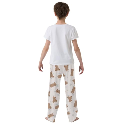 Boys' Pants Brown Cute Bear Grey Star Long Bottoms Jogger Pants Elastic Waist Trousers with Pockets S-XL3