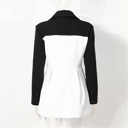 Contrast Casual Blazer for Women Notched Collar Long Sleeve Buttons Straight Blazers2