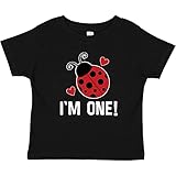 inktastic First Birthday Ladybug 1 Year Old Baby T-Shirt 12 Months 0040 Black 33747