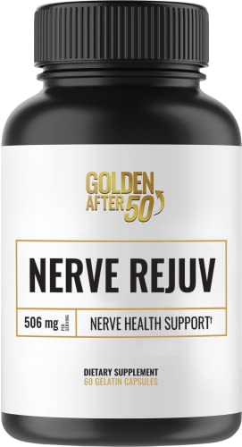 Golden After 50 Nerve Rejuv - Nerve Health Support - 60 Gelatin Capsules, 507mg - Nerve Pain Relief Supplement with Alpha Lipoic Acid and Vitamin B 6 and 12, Vitamin D, Turmeric, Passion Flower