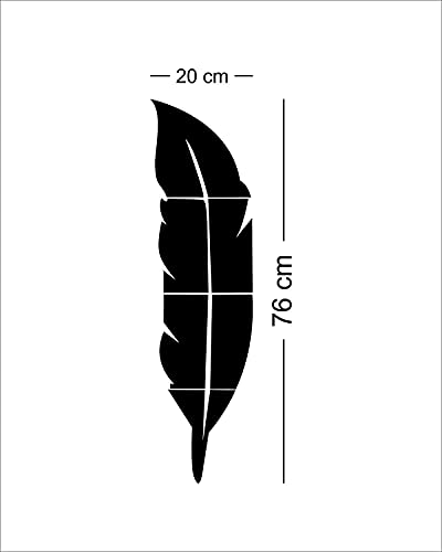 Image of Bikri Kendra - Solid Plume Feather Golden Mirror Stickers for Wall, 3D Acrylic Stickers for Living Room, Bedroom, Kitchen (GoldSolid)