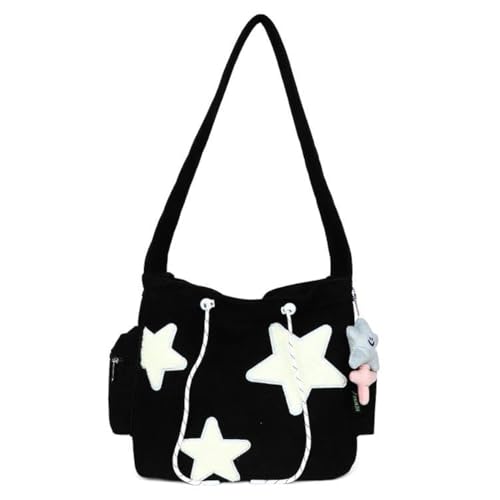 Linda bolsa mensageiro Star Y2k, bolsa tiracolo Kawaii, bolsa transversal de lona, bolsa de ombro estética para mulheres, B - preto, One Size