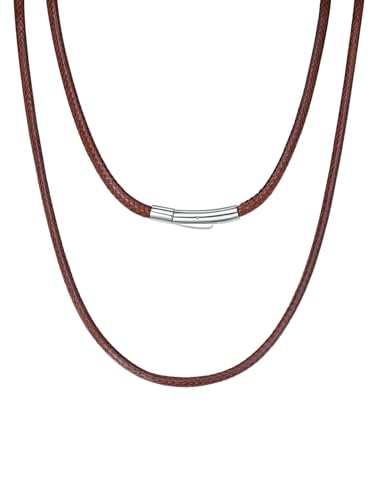 Richsteel Collier en Cuir Marron Artificiel Tressé pour Hommes et Femmes-3mm Cordon pour Pendentif 40 cm-Bijoux Unisex Fantaisie