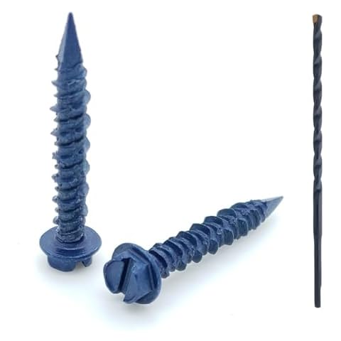 BCP Fasteners 3/16" x 1-1/4" Concrete Screws 100Pack with Drill Bit for Easy Installation, Hex Head Diamond Tip Concrete Anchors, Rust Resistance, Versatile for Brick & Block(BCP486) Cover
