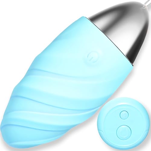 FOPS Uovo Vibrante Telecomandato per Donna – 10 Modi Potente e Silenzioso Impermeabile Mini Vibratore Blu M77