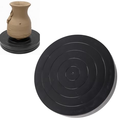 Hapivida Plato Giratorio para Cerámica 17.8 cm, Torneta con Rodamientos de Bolas Doble Cara Base Giratoria 360° Escultura Pintura Decoración Pasteles Herramienta Rotatoria Plástico Negro Artistas
