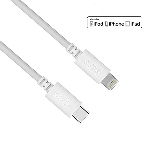 RND MFi Certified USB-C to Lightning 6ft Cable (6-Pack) for iPhone, iPad (Pro, Air, Mini) and iPod (6 Feet/1.8M/White)