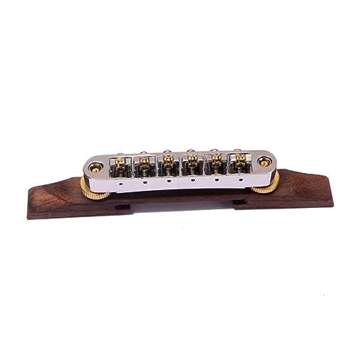 VANZACK Archtop Guitar Bridge with Gold Roller Saddles Rosewood Tailpiece B Replacement for Jazz Guitar Accessories Durable