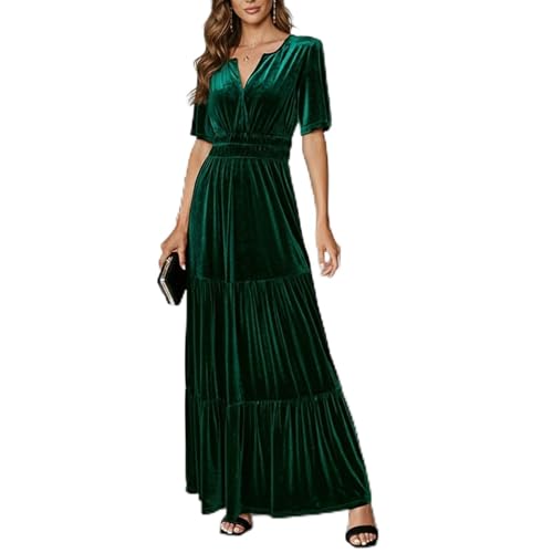 Robe en velours longue col en V pour sublimer votre silhouette