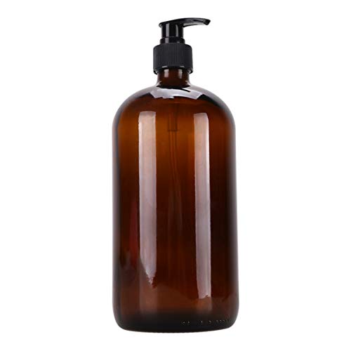 Preisvergleich Produktbild Cabilock Pumpflasche Braun Glas Pumpspender Leer Nachfüllbar Pumpseifenspender Reinigung Flüssigkeiten Pumpe Flasche für Küche Bad 1000ml