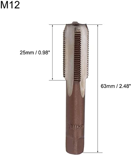 XYWHPGV Metric Hand Tap M12 Thread 1 Pitch 4 Straight Flutes H2 Alloy Tool Steel 1 Pair(622db ed696 2507d 3a213 53715 1650f