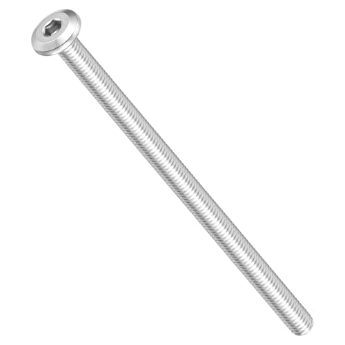 Image of METALLIXITY Flat Head Hex Socket Cap Screws Bolts(M6-1x105) 10Pcs, 304 Stainless Steel Hex Socket Furniture Bolts Screws - for Furniture Woodworking Project, Silver Tone
