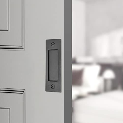 Eco-Fused 2x Fingerziehgriff für Schiebetüren (Schwarz) mit selbstschneidenden Schrauben - 6-Zoll massiver Stahlgriff mit flachem Boden