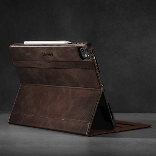 Torro Case Compatible With Ipad Pro 12.9” 6Th / 5Th / 4Th Gen - Genuine Leather Ipad Pro 12.9 2022 Case With Stand Function, Apple Pencil Connectivity And Wake Sleep Function (Dark Brown) #TOP2