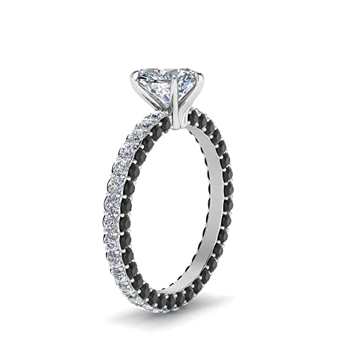 Image of 55Carat Choose Your Gemstone Eternity Ring Sterling Silver Heart Shape Side Stone Engagement Rings Affordable for your Girlfriend, Wife, Wedding Partner US Size 4 TO 12