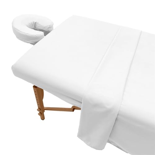 Surwin Juego de Sábana para Camilla de Masaje 3 Piezas, Sábana para Camilla de Masaje con Agujero Reutilizable y Lavables Funda para Cama de Masaje Ajustables (185x80cm,Blanco)