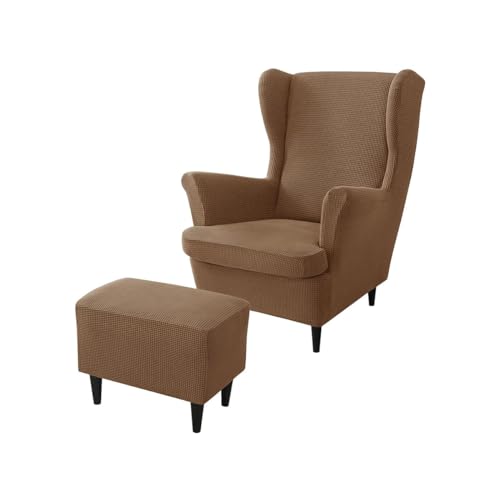 Funda para sillón orejero elástica de alta densidad en color café oscuro