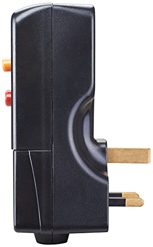 Masterplug Non-Latching RCD Safety Adaptor, 112 x 72.3 x 50.5 mm, Black