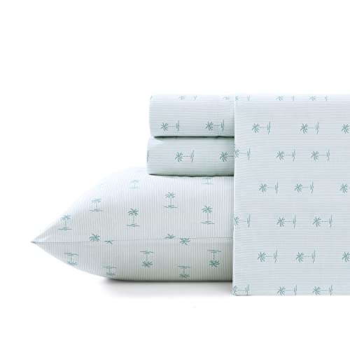 Tommy Bahama - King Sheets, Cotton Percale Bedding Set, Crisp & Cool, Stylish Bedding Set (Kaw Palms Blue, King) - Image 2