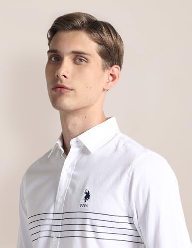 Image of U.S. Polo ASSN. Striped Regular Fit Cotton Shirts for Men - Full Sleeve Mens Casual Shirts