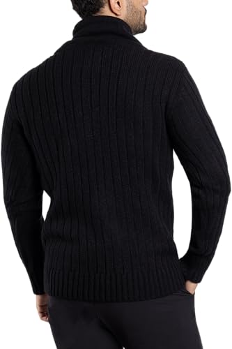 X RAY Mens Cowl Neck Aran Sweater Fall Winter, Slim Dress & Casual Cable Knit Pullover Shawl Collar Sweater for Men4