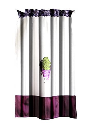 All American Collection Modern Contemporary 3Pc Embroidered Home Kitchen Window Treatment Curtain Set (Swag Valance, Purple Grapes) #TOP2