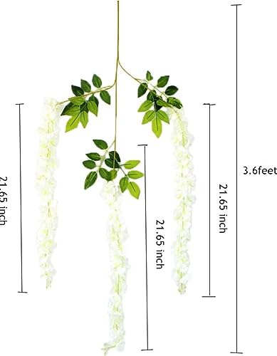 Image of Shimmers Wedding Decoration Kit Set of 14 - White Net Curtains 8x4 Ft, Artificial Wisteria Flowers & Money Plant Strips with Ribbon & Hooks for Mehndi, Ganpati Decoration Backdrop Decor