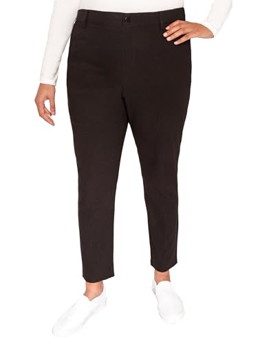 Women's Pull On Pants, Textured, Black, Large (US, Alpha, Large, Regular, Regular, Black)4