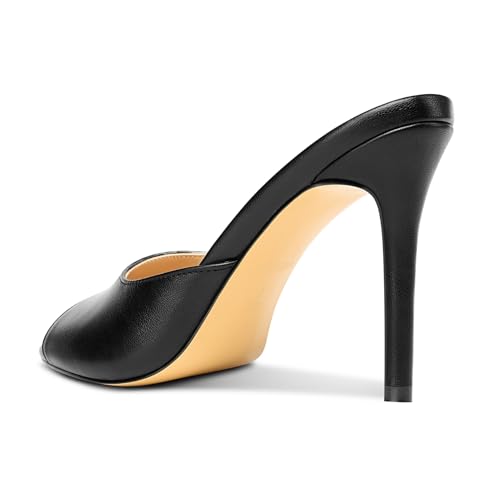 Image of TNYNFBEB Women Stiletto High Heel Peep Open Toe Sandals Slingback Slip-on Wedding Office Cute Basic Classic 3.9 Inches Heels