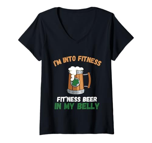 Womens I'm Into Fitness Fitting This Beer in My Belly Patricks Day V-Neck T-Shirt
