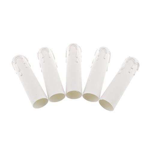 E-Outstanding 12Pcs E12 Candelabra Base White E12 Candle Socket Covers With Realistic Wax Beads 1 Inch Diameter 4 Inches Length #TOP3
