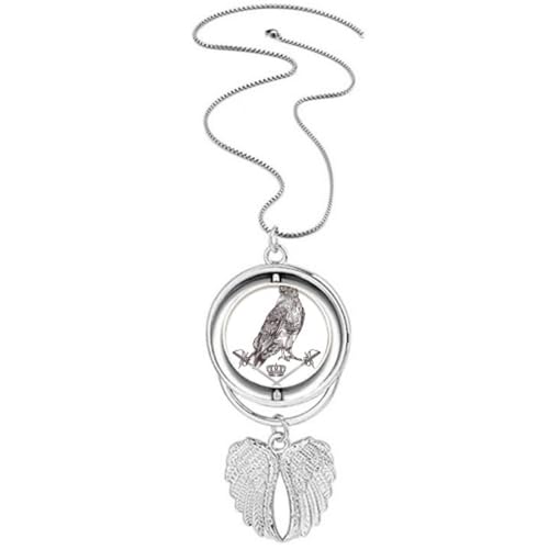 Collier pendentif ailes d'ange et couronne d'aigle en argent pour homme