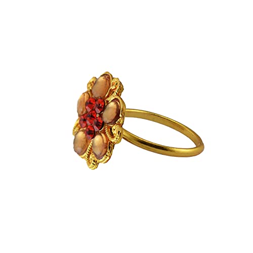 Solid Stone Stud- Platted Brass Ring - Regular Fit