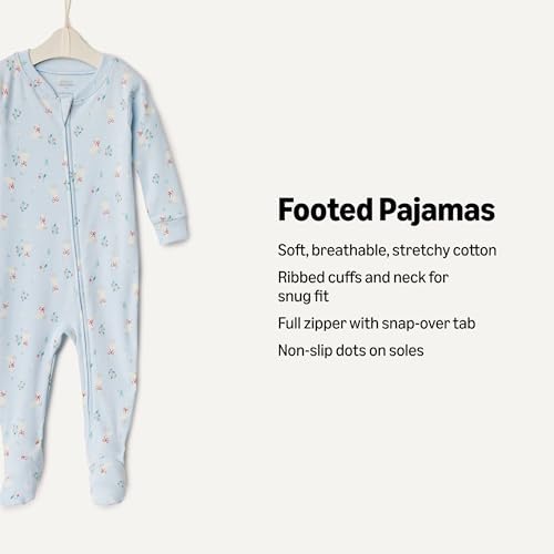 Amazon Essentials x Sofia Grainge Unisex Toddlers' Snug-Fit Cotton Footed Pajamas, Pack of 2, Light Blue Geese, 4T - 1