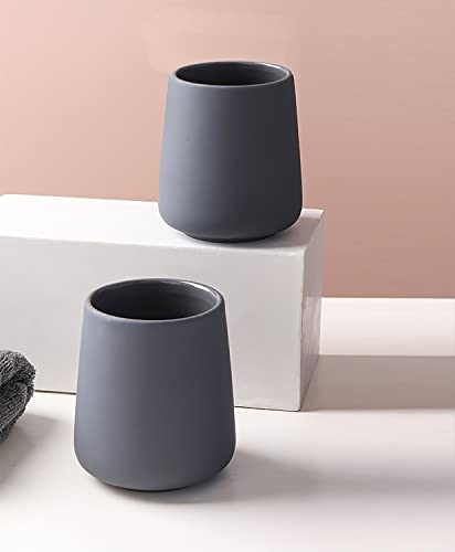Matte Toothbrush Holder For Bathroom,Tooth Brush Holder,Modern Ceramic Toothbrush Cup As Toothpaste Holder,Bathroom Cup,Makeup Brush Cup (Grey) #TOP4