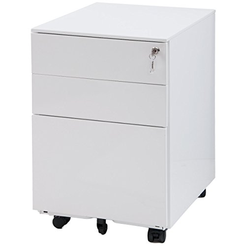 Merax 3-Drawer File Cabinet, Metal Lockable File Cabinet Mobile Under The Desk