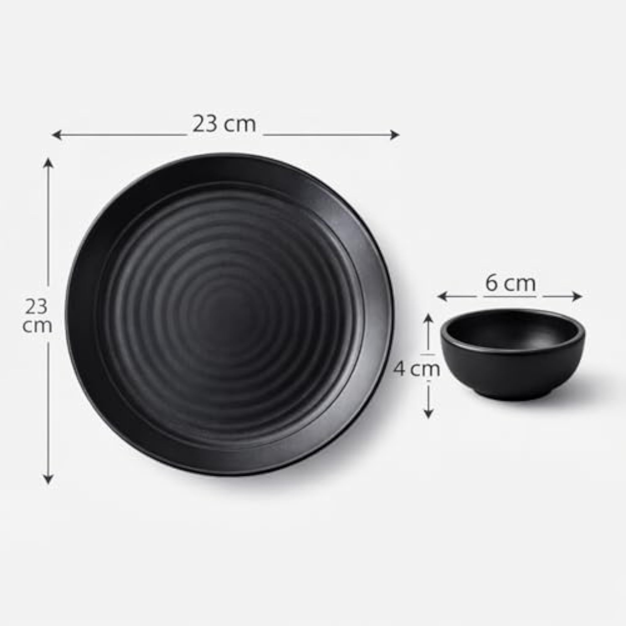Melamine Plate and Dip Bowl Set (Pack of 8)