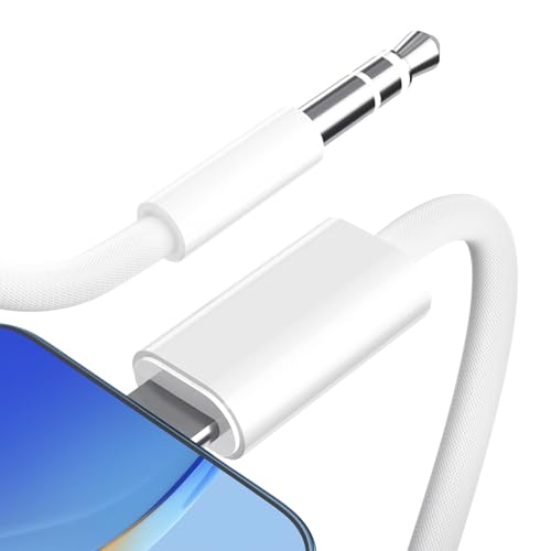 Obllemn Auto AUX Kabel f&uuml;r iPhone, Audiokabel auf 3.5mm Audio Adapter f&uuml;r iPhone SE/14/14 Pro/14 Plus/13/13 ProMax/12/11/X/XS/XR/8 Car Audio, Kopfh&ouml;rer, Lautsprecher - 1M