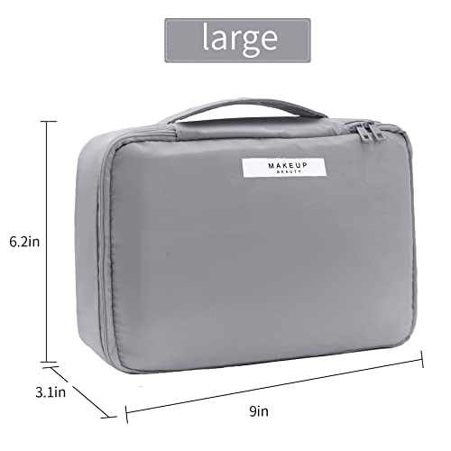Queboom Travel Makeup Bag Cosmetic Bag Makeup Bag Toiletry Bag For Women And Girls (Grey) #TOP6