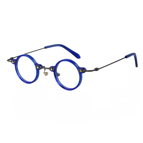 Image of Blue Light Blocking Glasses Computer Game Vintage Small Round Acetate Eyeglasses Frames